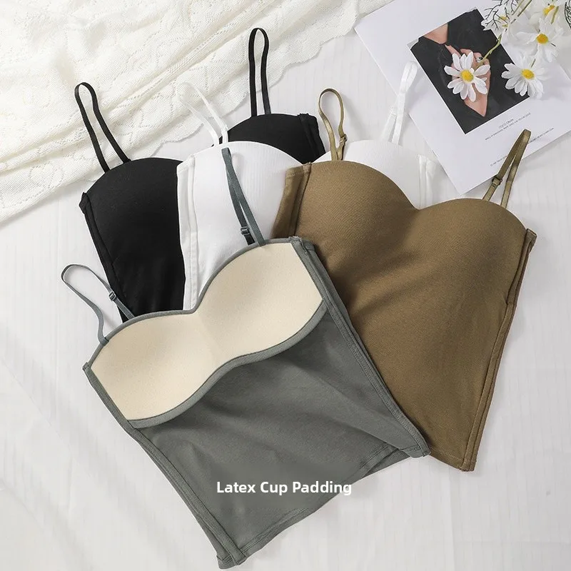 순면 원피스 라텍스 브라탑 여성용 컬러 슬리밍 아름다운 베이스 레이어 탑 나일론 원단