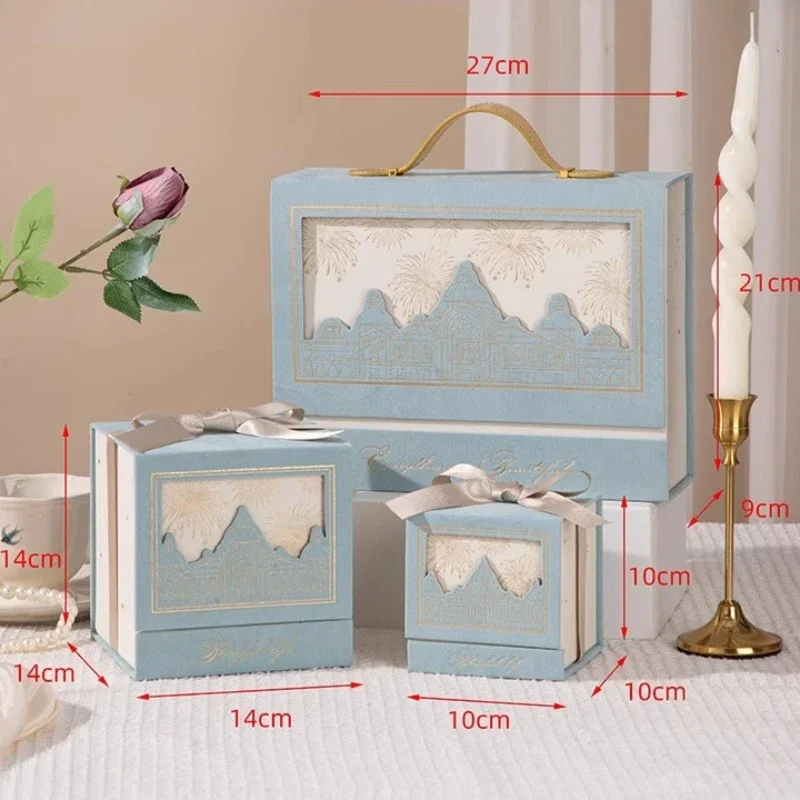 

Подарочная коробка класса люкс для свадебных угощений, конфет, подарков на день рождения, пустая, премиум-класса, сувенирная, новый дизайн, подарочная упаковка, коробка с ручкой для переноски