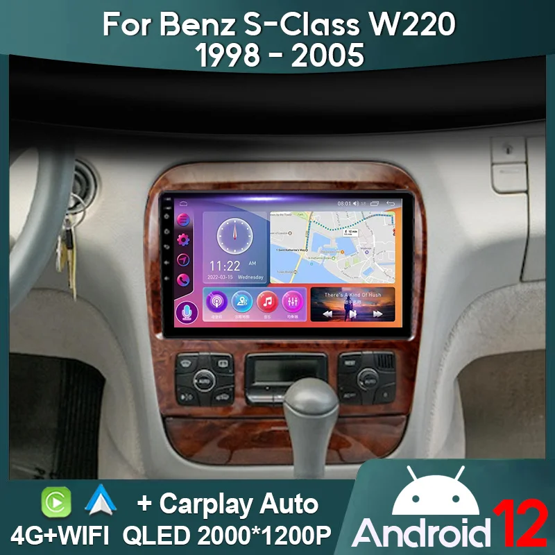 

Автомобильное радио MAMSM для Benz S-Class W220 1998 - 2005 Android 12 мультимедийный видеоплеер GPS 4G Carplay Авторадио 2K QLED головное устройство