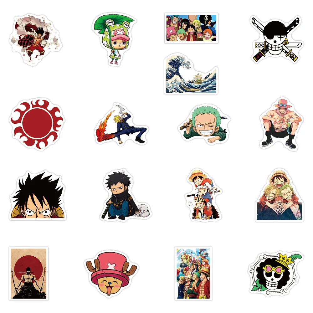 10/50Pcs Cartoon Luffy One Piece Anime Stickers Laptop Graffiti Luggage Phone Fridge Skateboard Manga Stickers Decal Toy Gift