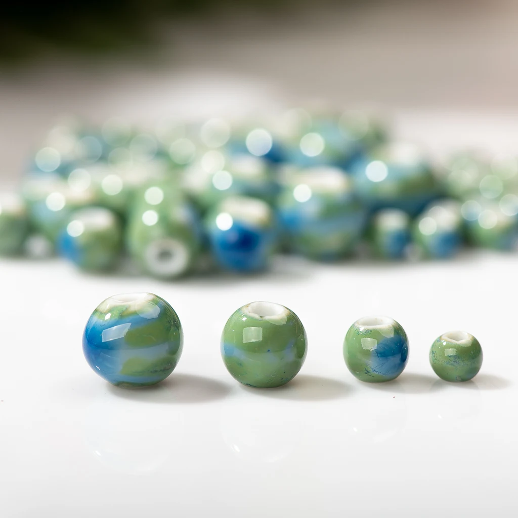 6-12mm Blue Round Standard Ceramic Bead Jewelry Bracelet Necklace Making Material Loose Beads Wholesale Z614