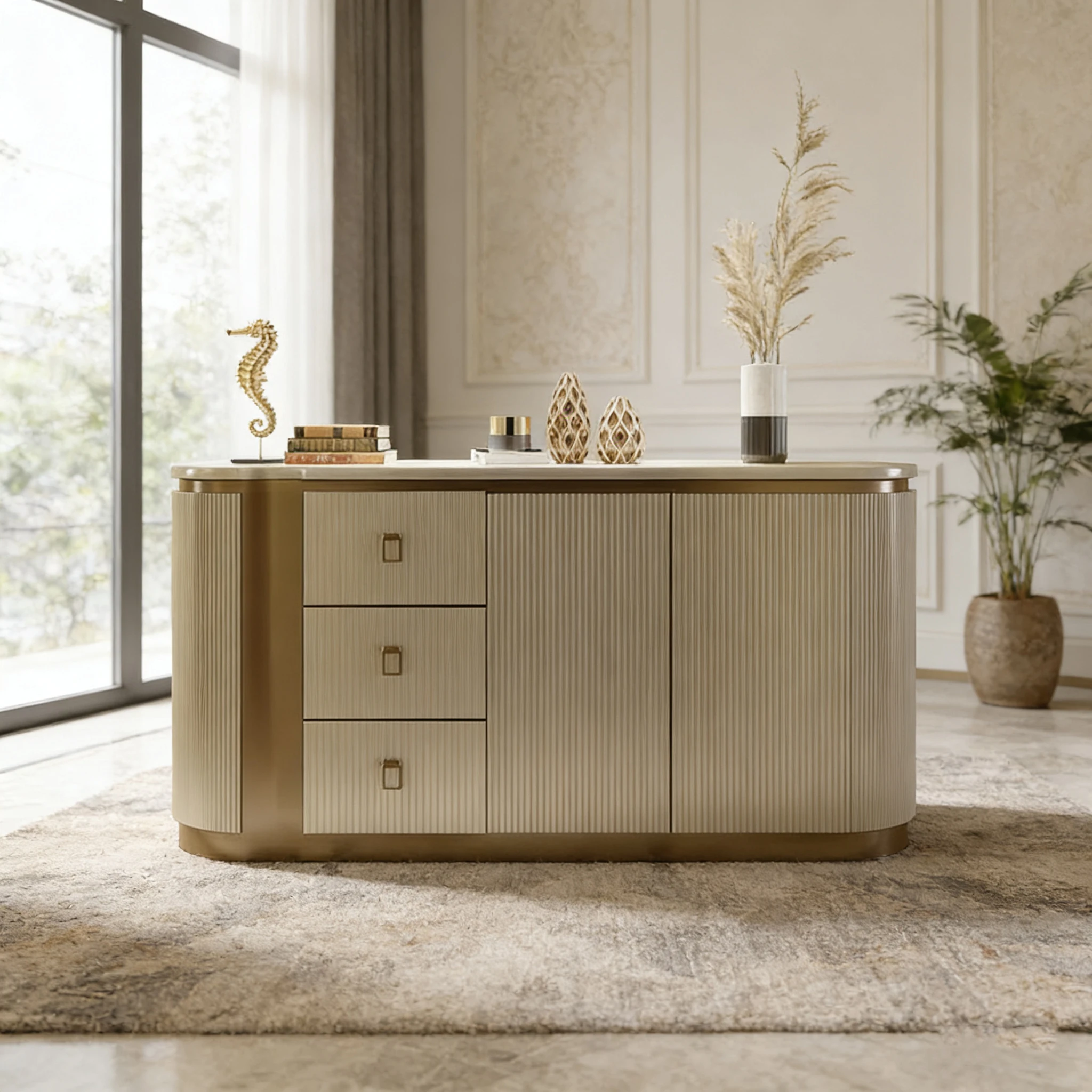 Y*-Spacious Sideboard with Drawers & Cabinets for Dining Room
