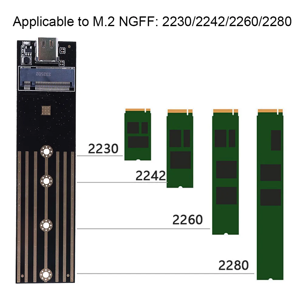 M.2 naar USB 3.1 Type C Riser Board 10Gbps 6Gbps Converter Adapter SATA/NVME SSD naar USB 3.1 Type C voor 2230 2240 2260 2280 M2 SSD