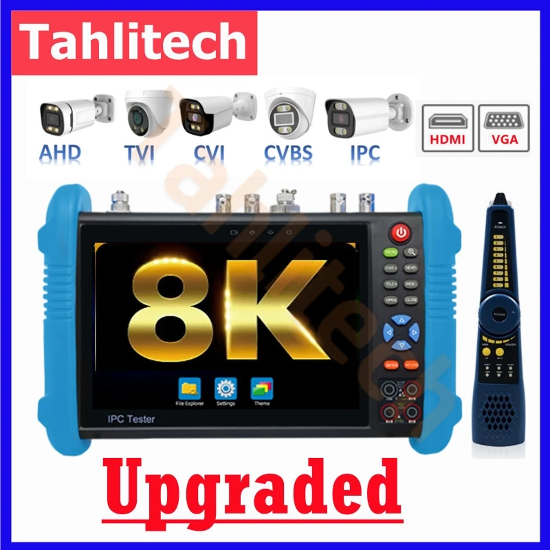 8K CCTV IPC Tester IPC9800Pro 8MP AHD CVI TVI CVBS SDI IP Camera Testing UTP Cable Tester Onvif HDMI VGA input Power CCTV Test