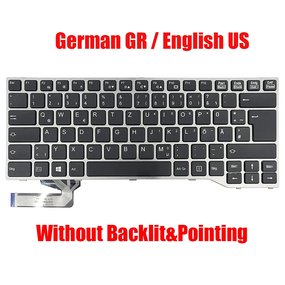 

English US / German GR Laptop Keyboard For Fujitsu For LifeBook E544 E546 E547 E733 E734 E736 E743 E744 E746 Without Backlit New