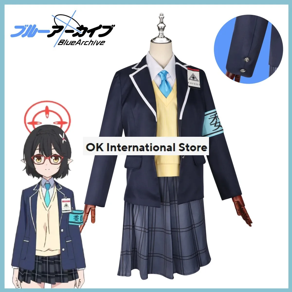 Game The Animation Blue Archive Okusora Ayane Cosplay Costume Wig Japanese JK School Uniforms Shoes Woman Kawaii Campus Suit