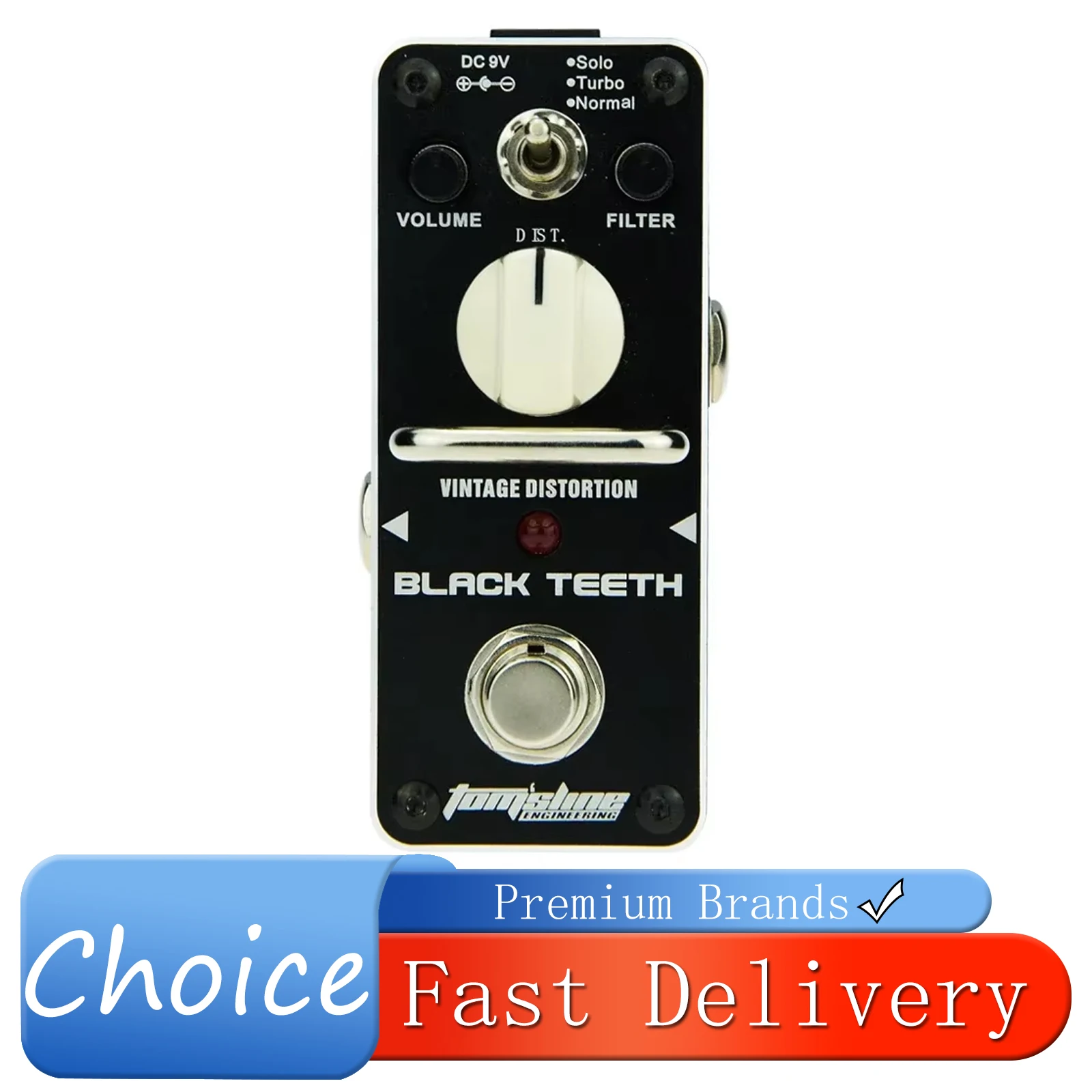 

Электрогитарная педаль эффектов AROMA Black Teeth: винтажный дисторшн, миниатюрная аналоговая педаль с True Bypass, аксессуары для гитары