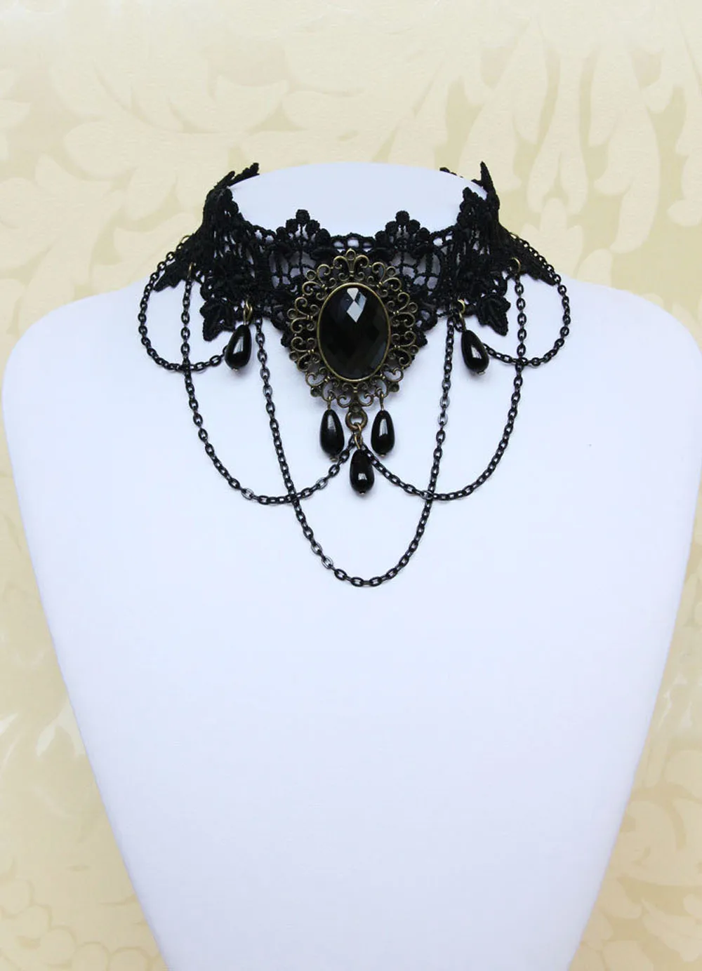 New Sexy Gothic Chokers Crystal Black Lace Neck Choker Necklace Vintage Victorian Women Chocker Steampunk Jewelry New Sexy Gothi image 6