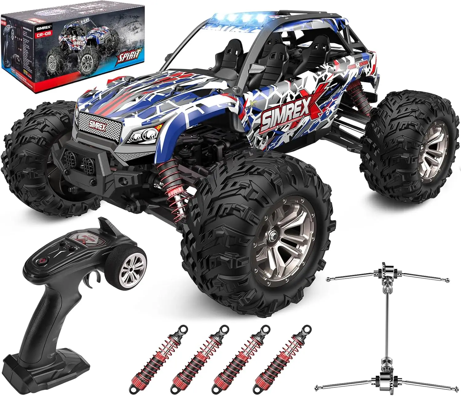 1/16 Scale Hobby Grade 4WD Remote Control Monster Truck, 36 KPH High Speed Electric RC Car, All Terrain Off-Road 4x4 Vehicle with 2.4 GHz Radio for Kids & Adults Outdoor Play