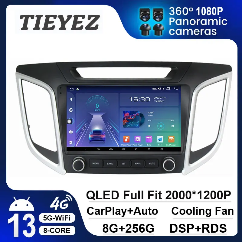 9 Inch Car Stereo 8 Core 256G Car Radio For Hyundai Creta IX25 2015-2019 Multimedia Player with Android Auto Wireless Carplay