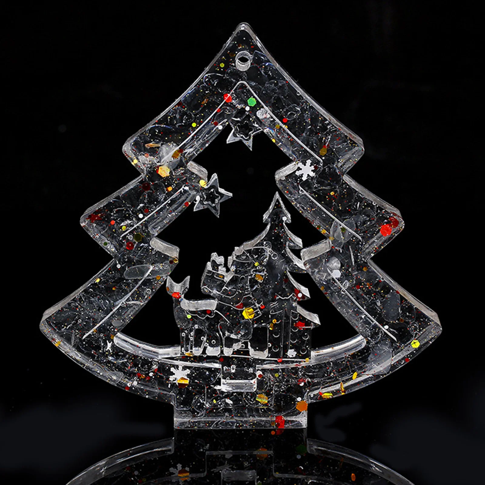 

Resin Christmas Tree Mini Desktop Decor Crystal Craft Festive Tabletop Ornament Holiday Home Decoration Scene Tabletop Trees