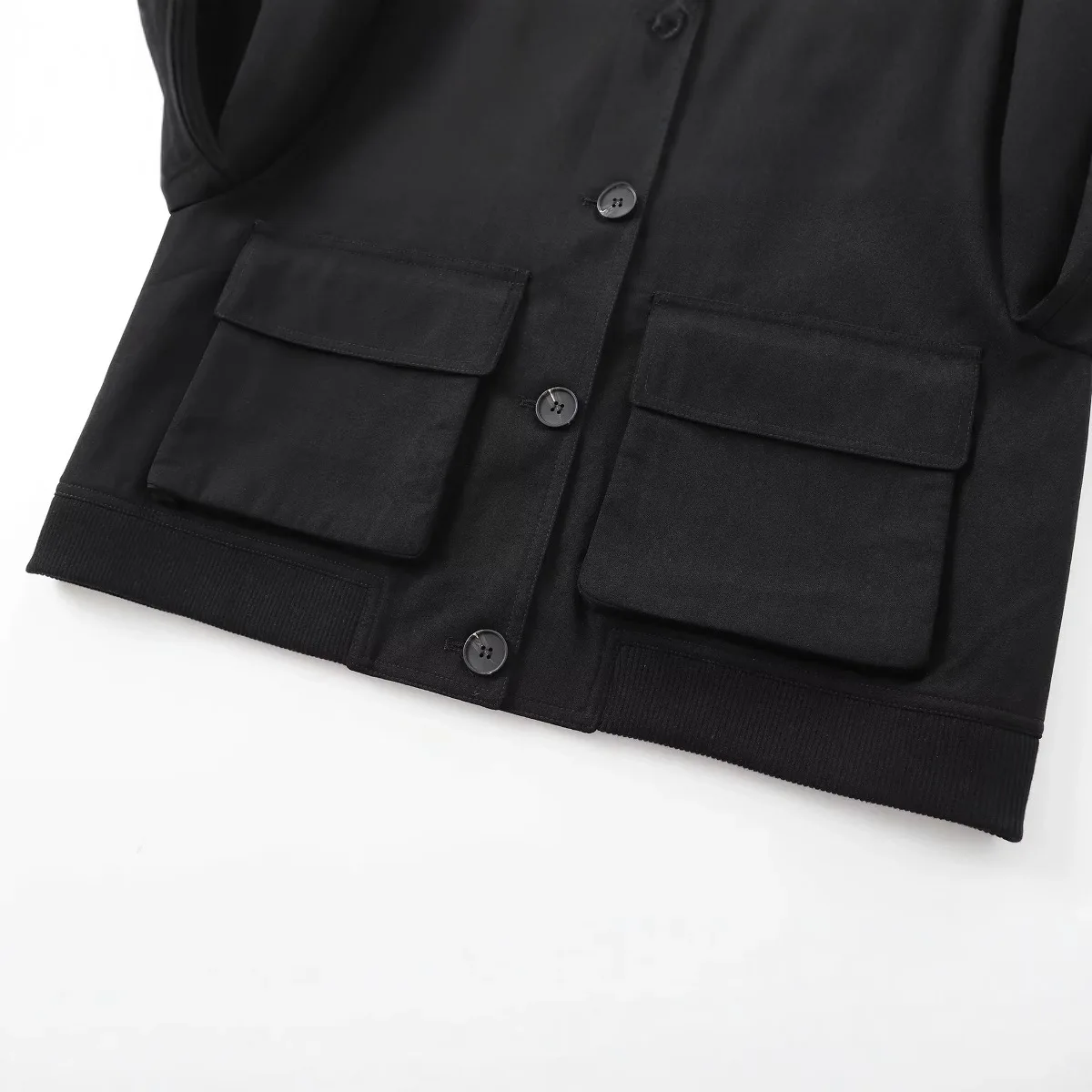 Cross-Border Women's Faion ort Pilot Jaet Coat Bla round Ne ket Decorated College Sle Pure Color Fem Outerwear
