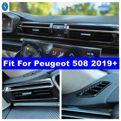 Dashboard Side / Center Air Conditioner AC Outlet Vent Frame Cover Trim For Peugeot 508 2019 - 2022 Car Carbon Fiber Accessories