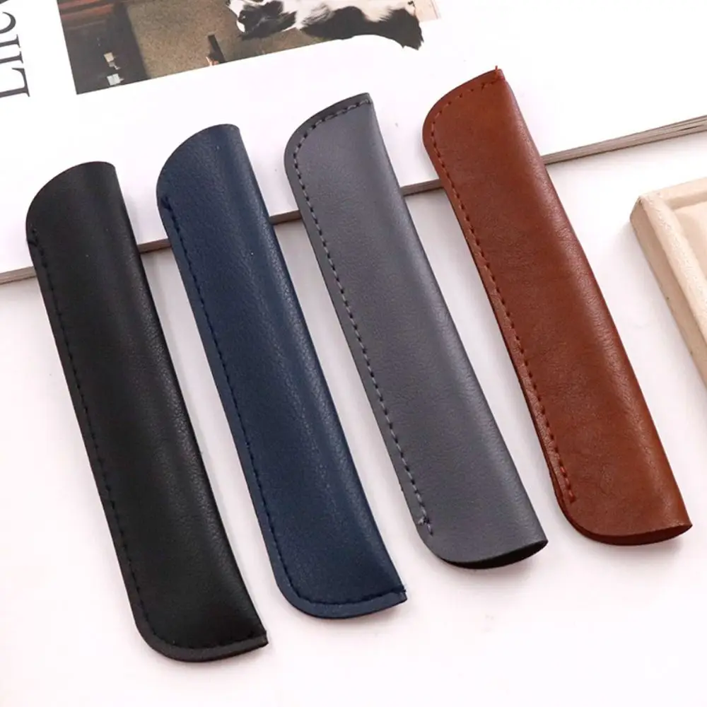 1PC Pencil Case Holder For One Pen PU Leather Pencilcase Writing Materials Stationery Storage Bag Office School Supplies Gift