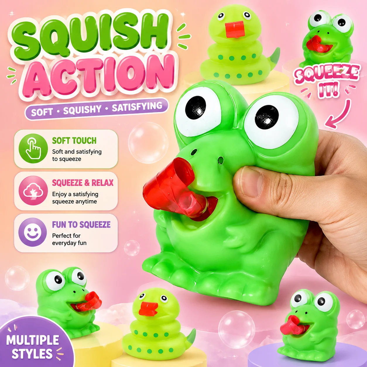 Tongue Out Funny Frog Dinosaur Squishy Fidget Squeeze Toys Creative Novelty Interactive Stress Relief Pinch Gift for Adults Kids