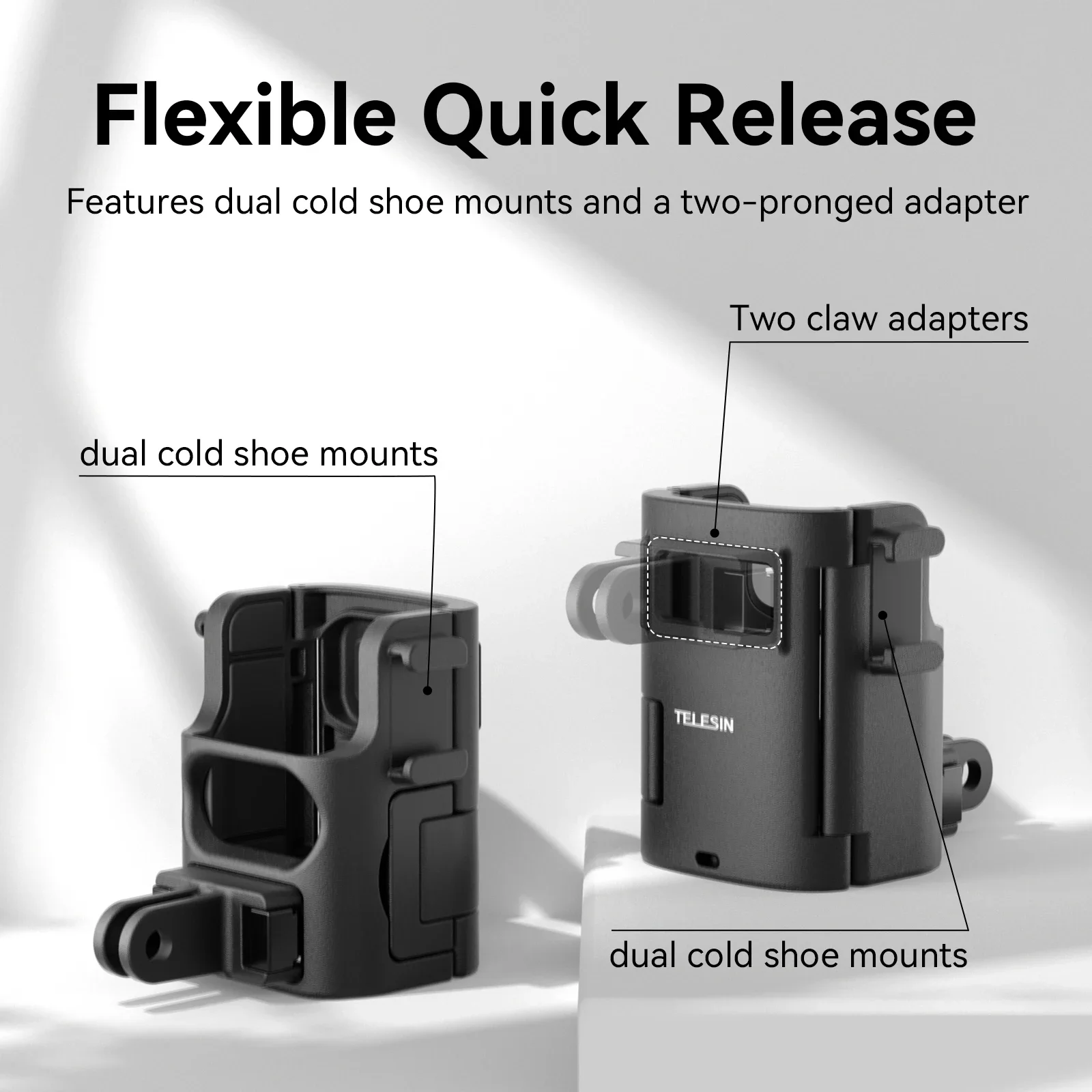 إطار TELESIN متعدد الوظائف لملحقات DJI OSMO Pocket 3 محول توسيع خفيف الوزن وسريع الإصدار مع حذاء بارد مزدوج