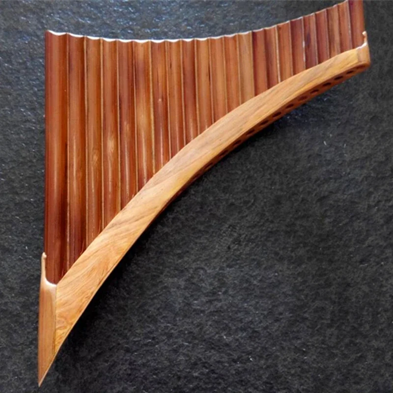 Flauta de pan profesional de 22 tubos, hecha a mano, estilo rumano, flauta de pan, instrumento musical de viento de madera, clave C/G