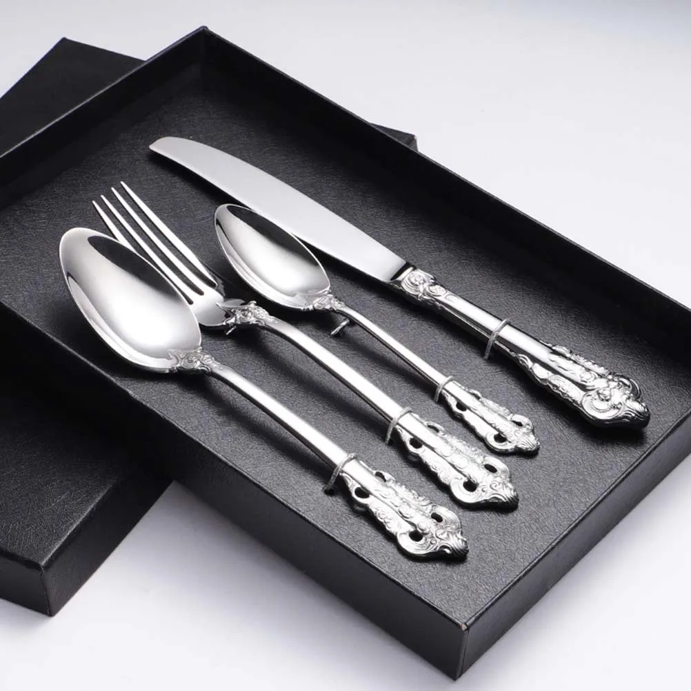 

1pc Palace Master Spoon Stainless Steel Tea Dinnerware Silver Tableware Western Spoon Set Premium Material Beautiful