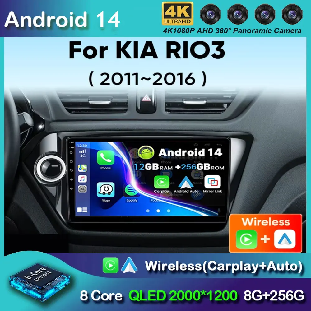 

Автомобильный радиоприемник Android 14 для KIA RIO 3 RIO3 2010-2016 гг. Беспроводной Carplay Android Auto Radio 4G Мультимедийный плеер GPS RDS DSP 2 Din