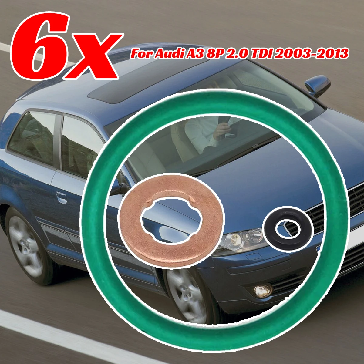 

18PCS Fuel Injector Nozzle Copper Gasket O-ring Seal Repair Kit For Audi A3 8P 2.0 TDI Car Replacement Parts 2003 2005 - 2013