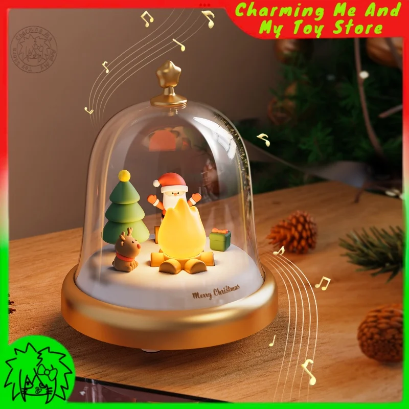 Bluetooth-Musik-Nachtlicht-Ornament, Serie für kleine Mädchen, Weihnachtsserie, mit Flammenatmosphäre, Spieluhr-Funktion, ideales Geschenk