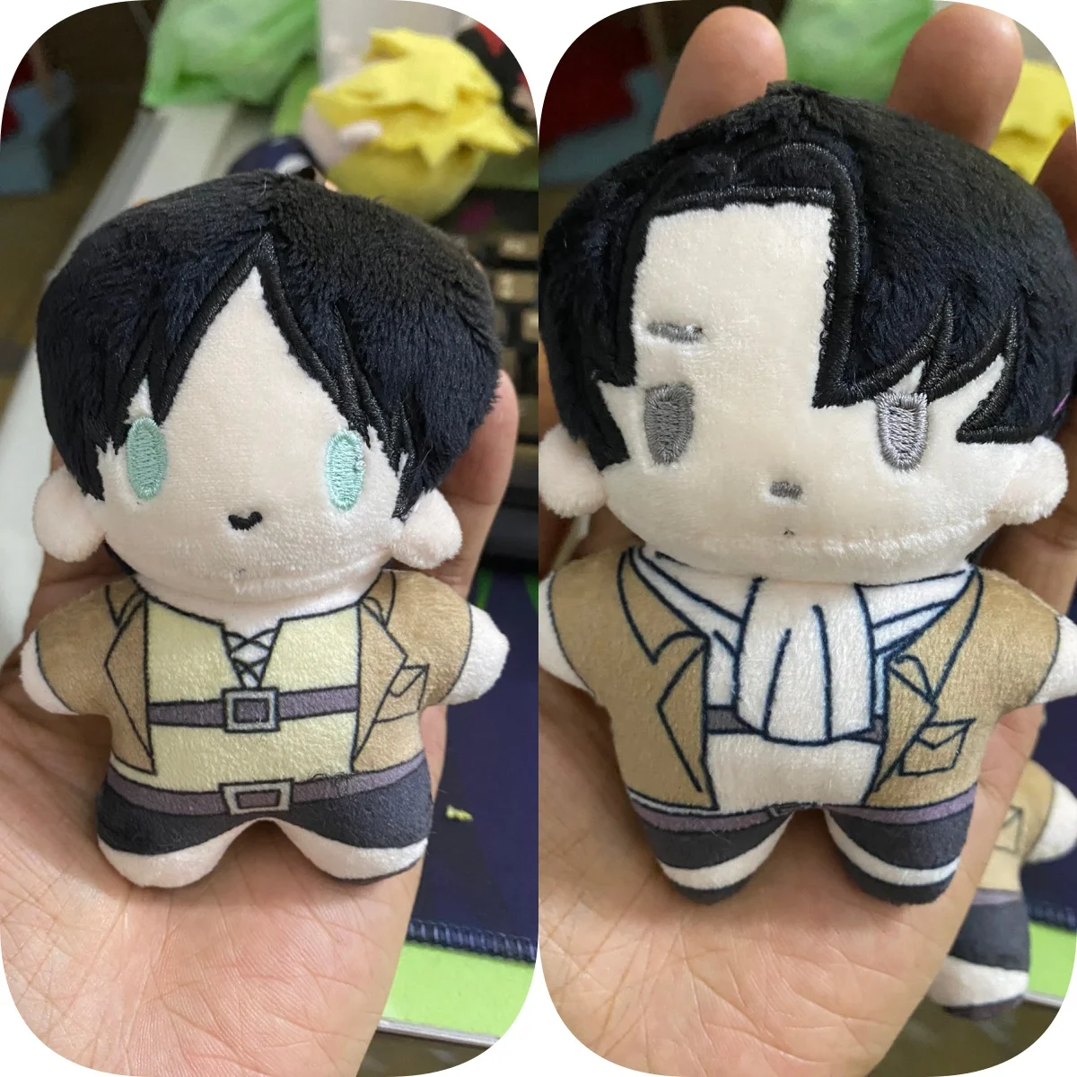 

10cm Attack on Titan Plush Doll Eren Mikasa Levi Anime Mini Doll Keychain Cute Backpack Pendant Decoration Boys Girls Gift