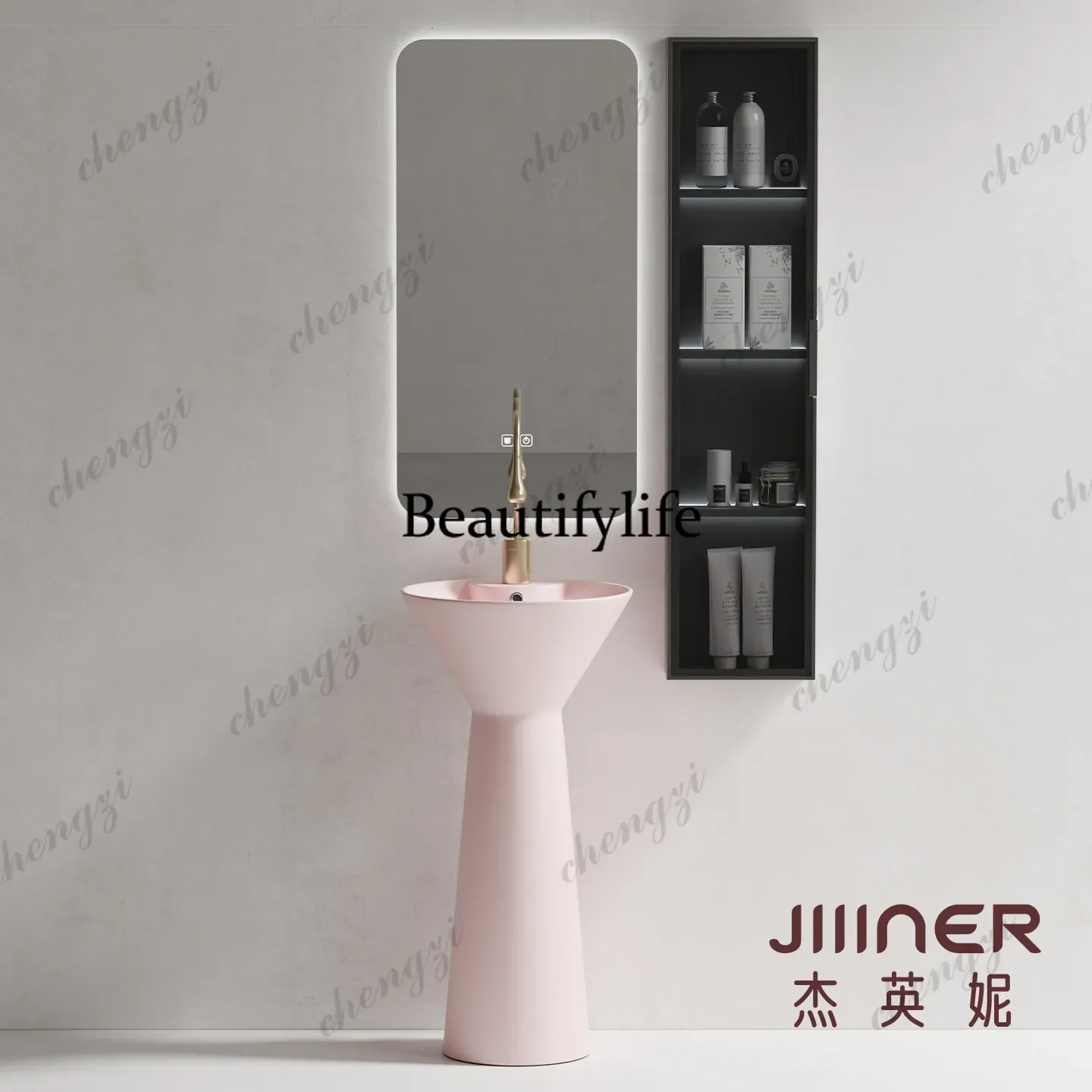 C178Dream powder integrated floor-to-ceiling column basin small apartment bathroom ceramic washbasin