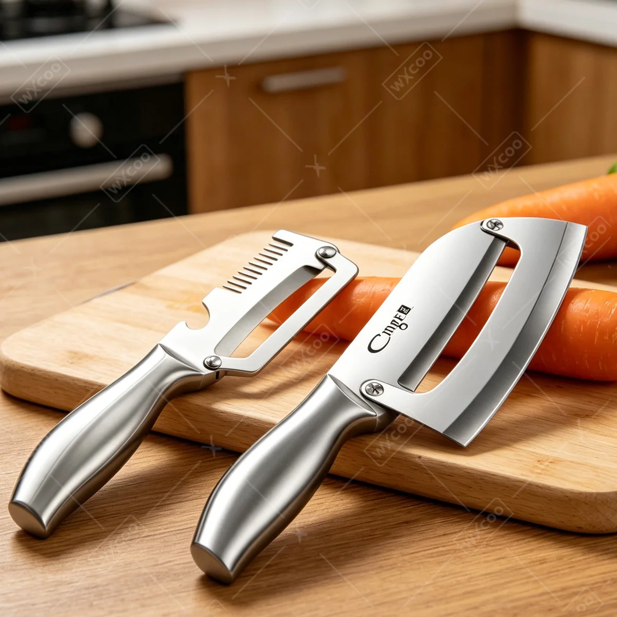 Stainless Steel Kitchen Peeler Specific Peeler with Steel/Wooden Handle for Peeling Slicing Fruits Vegetables& Bottle Opener