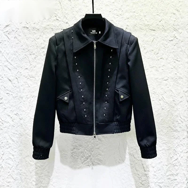 Autumn Winter New Men Jacket Personality Deconstructed Design Rivet Pattern Lapel Men's Trendy Zipper Short Coats ZCD3