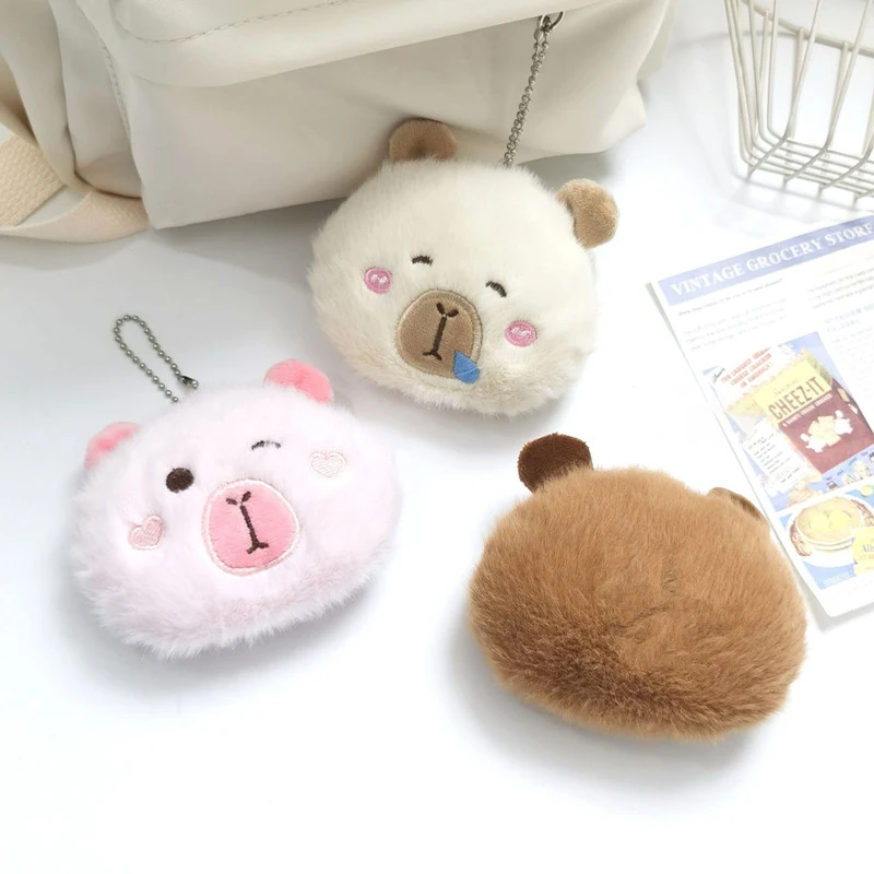 Capybara Plush Doll Squeak Toy Cartoon Keychain Bag Pendant Soft Doll Key Ring Backpack Car Bag Key Pendant Decor Kid Gift