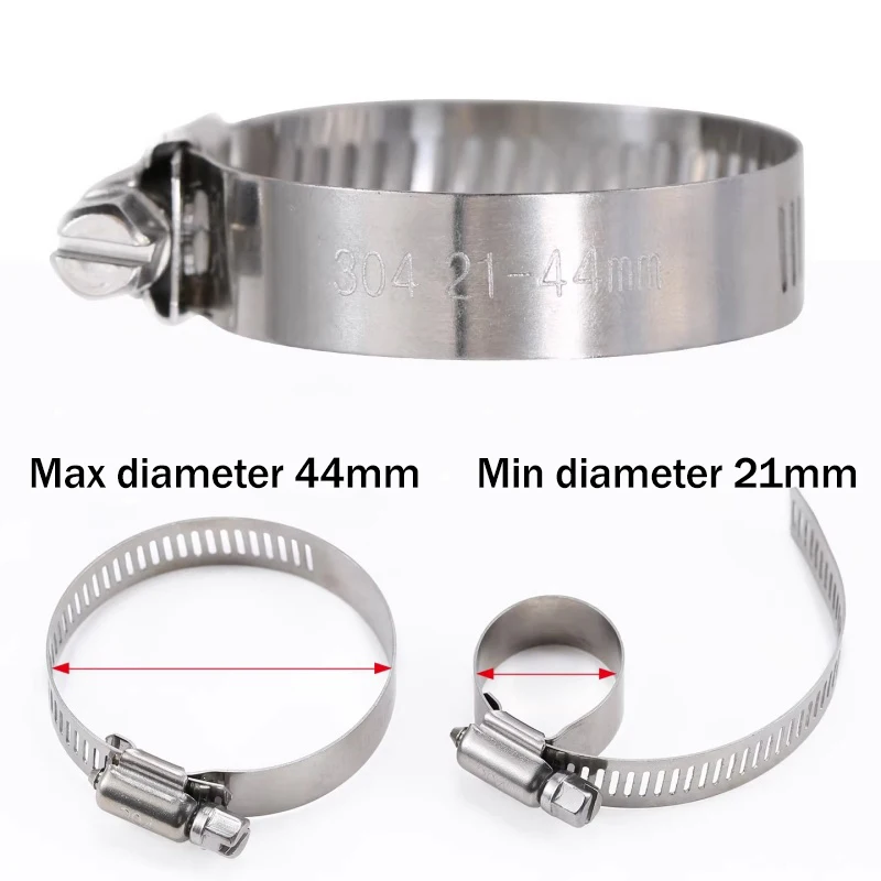 2/5pcs Pipe Clamps Stainless Steel Hose Clips Diameter 6mm ~ 165mm Car Fuel Hose Pipe Clamps Worm Drive Durable Clip Fixed Tool