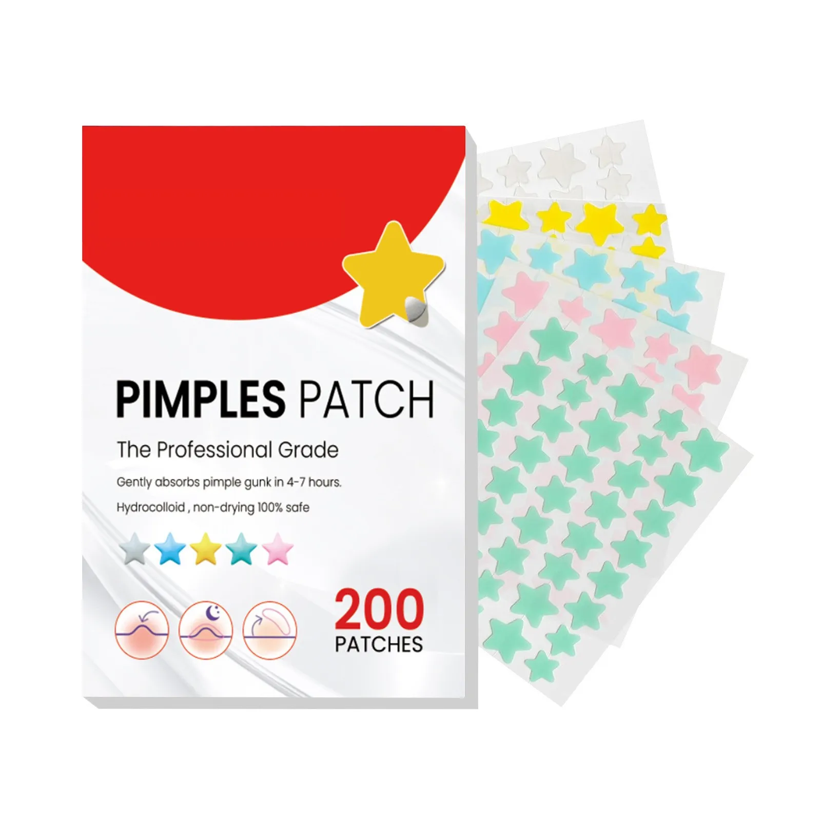 Pimple Patches For Face Colorful Cute Star Zit Covers Hydrocolloid Acne Patches With Tea Oil Witch Hazel Centella Asiatica  Hyal