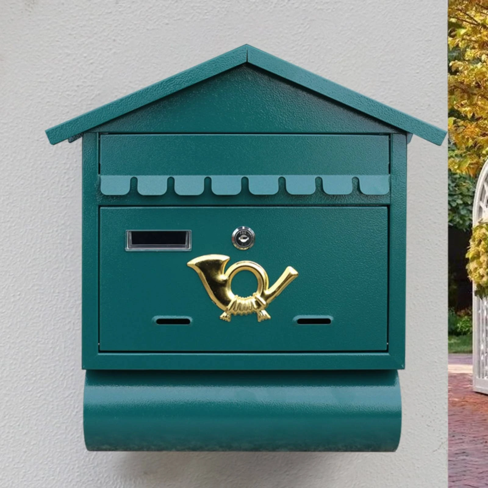 Wall Mounted Mailbox Secure Wall-Mounted Mailbox Metal Mail Box Weather-Resistant Powder-Coated for Homeowners