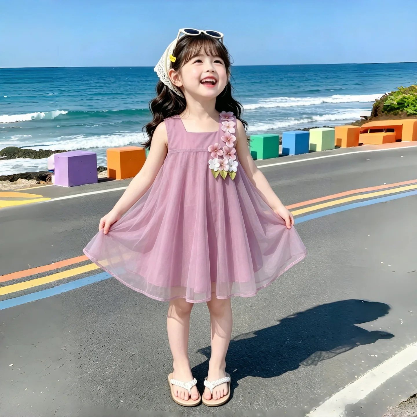 Girls Suspender Skirt Summer 2026 New Kids Dress Little Girl Strapless Skirt Stylish Mesh Princess Dress