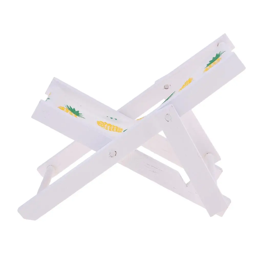 1:6 Mini móveis dobráveis em miniatura para banho de sol de praia de madeira para decoração interna e externa (abacaxi amarelo)