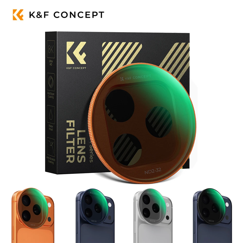 

K&F CONCEPT Snap-ON Metal Phone Filter Mount Variable ND2-32 CPL For iPhone 17/16/15/14 Pro HD Ultra Slim 4 Colors Classic
