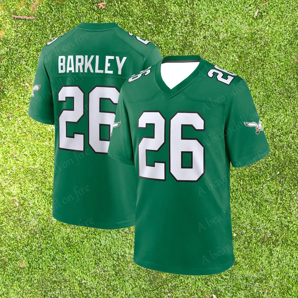 Jersey No. 26 Classic Short-Sleeved Saquon Barkley Philadelphia Eagles Sport T-Shirt Style Trend Fashion Clothing Tops