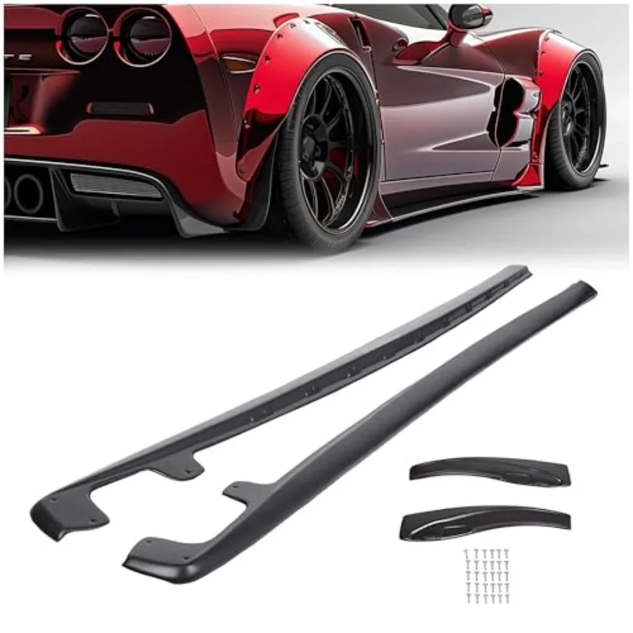 

Side Skirts Rocker Panels Guard Pair ZR1 Style Compatible with 2005-2013 Chevrolet Corvette C6 Z06 05-13 Wide Body Models with