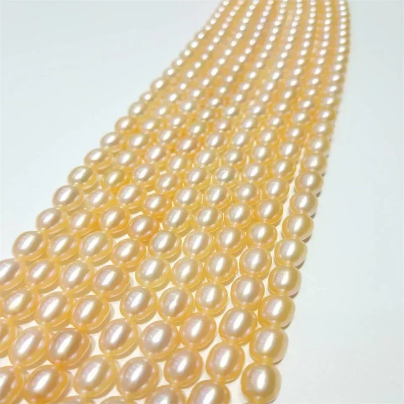 

Ожерелье из натурального золота с жемчугом, форма риса 6-7 мм, застежка из стерлингового серебра 925 пробы, элегантные украшения для женщин