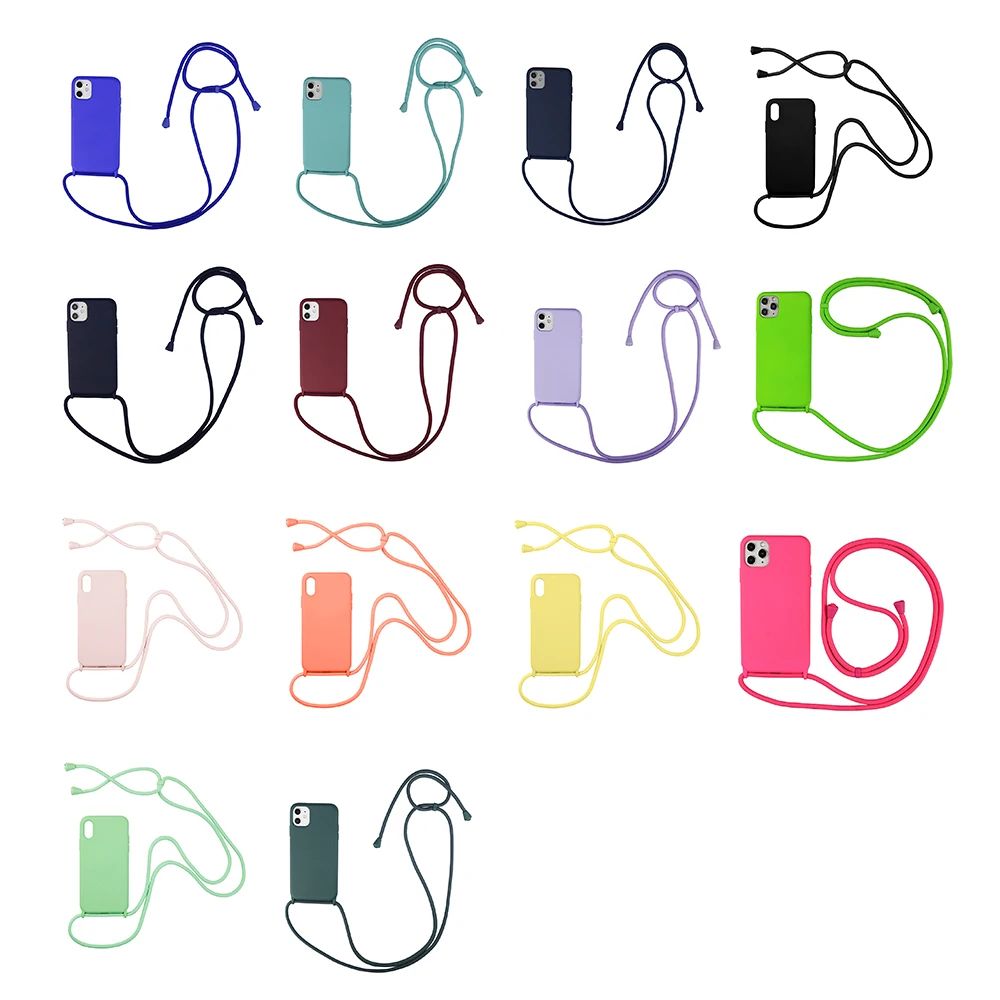 Umhängetasche Halskette Riemen Lanyard Kordel Silikon Handyhülle für iPhone 16 15 13 12 Pro Max 11 Pro X XR XS Max 6S 7 8 15 Plus Cover – Detail 1
