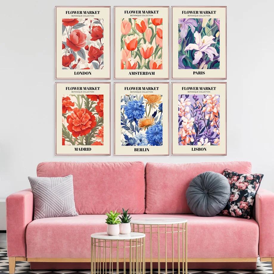 

Ankara Honolulu Tokyo Ottawa Mexico City Flower Market Posters And Print Wall Art Canvas Painting Modern Indoor Room Home Decor