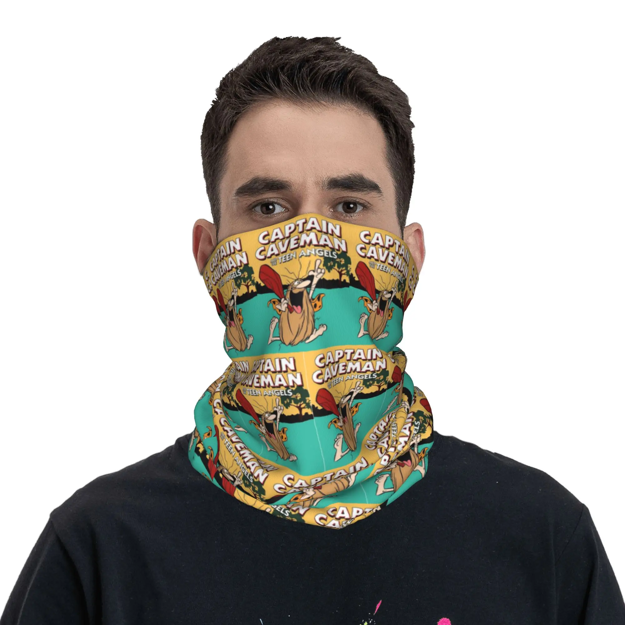 Captain Caveman and the Teen Angels Themed Bandana Neck Cover Printed Wrap Scarf Warm Headband Outdoor Sports For Men Women