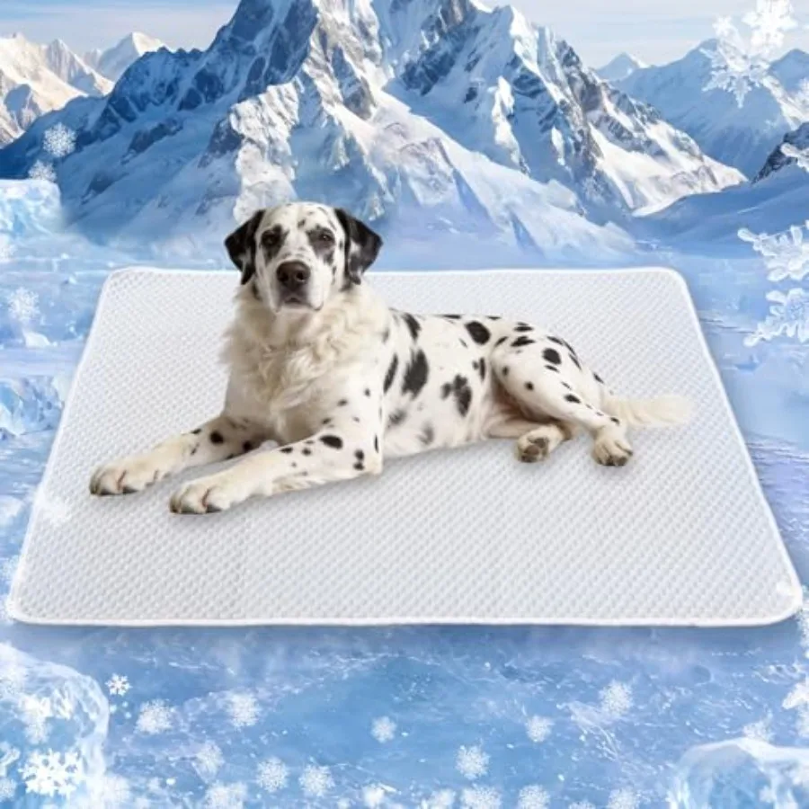 

Dog Cooling Mat 60"x40" for Giant Dogs, Q-Max 0.4+ Ice-Silk Fabric, Waterproof and Machine Washable, Non-Slip Portable Pet Cool