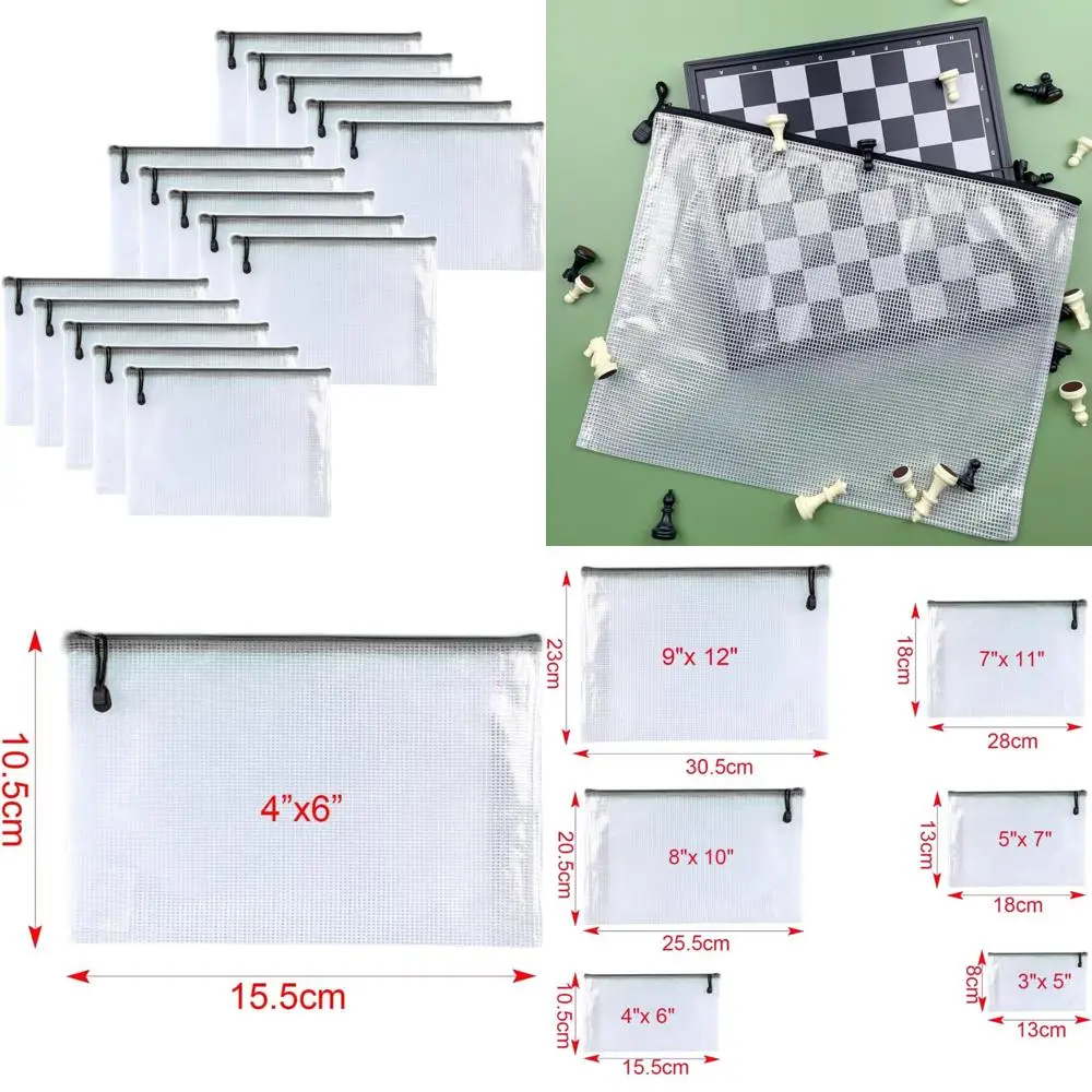 

Plastic Mesh Zipper Pouch Document Folders Bag Zip File Bags for Organizing,Office Supplies, Board Game Organization,Home Storag