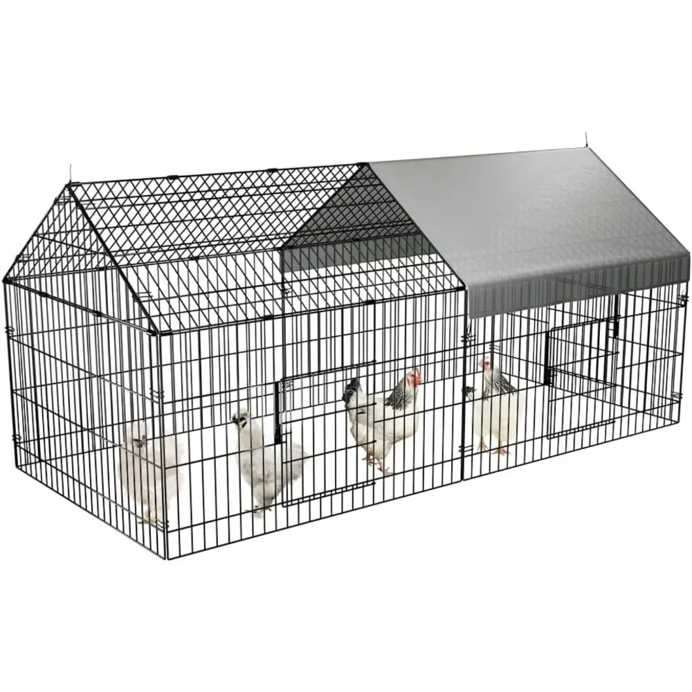 

Chicken Coop 86"×40" Chicken Run Pen for Yard with Cover Outdoor Metal Portable Tractor Cage Enclosure Crate Outside for Rabbit