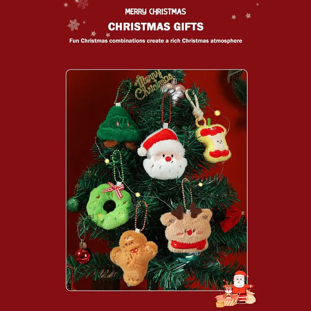 1 زوج لطيف الكرتون تصميم سانتا كلوز المفاتيح المواد يده هدية عيد الميلاد المفاتيح Kawaii نمط صغير الحجم #1