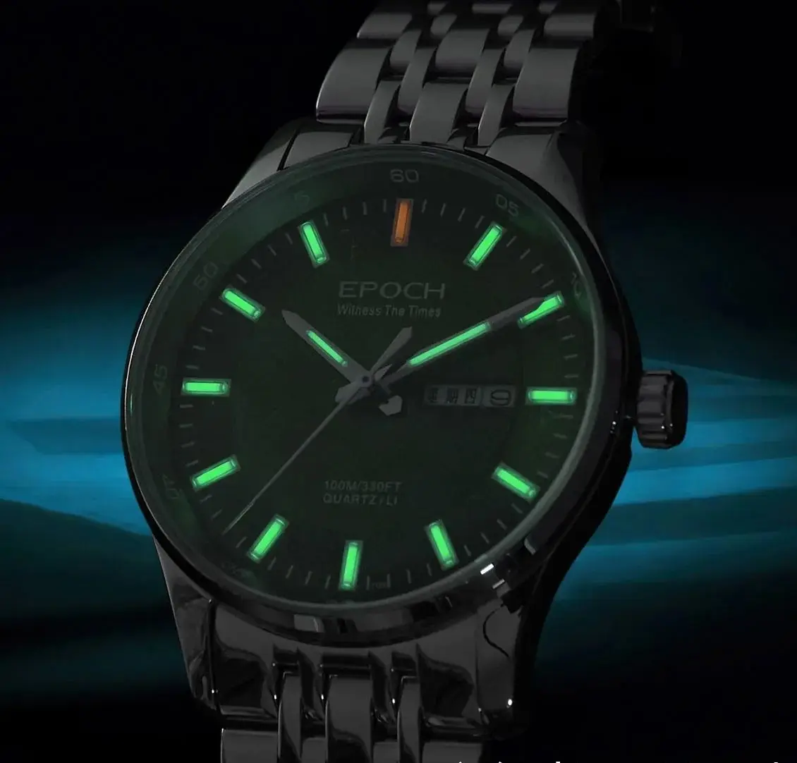 

Мужские кварцевые часы EPOCH, светящиеся, 10 лет, литиевая батарея, японский механизм WR100M, сапфировые часы с датой и дня, военные часы 38 мм
