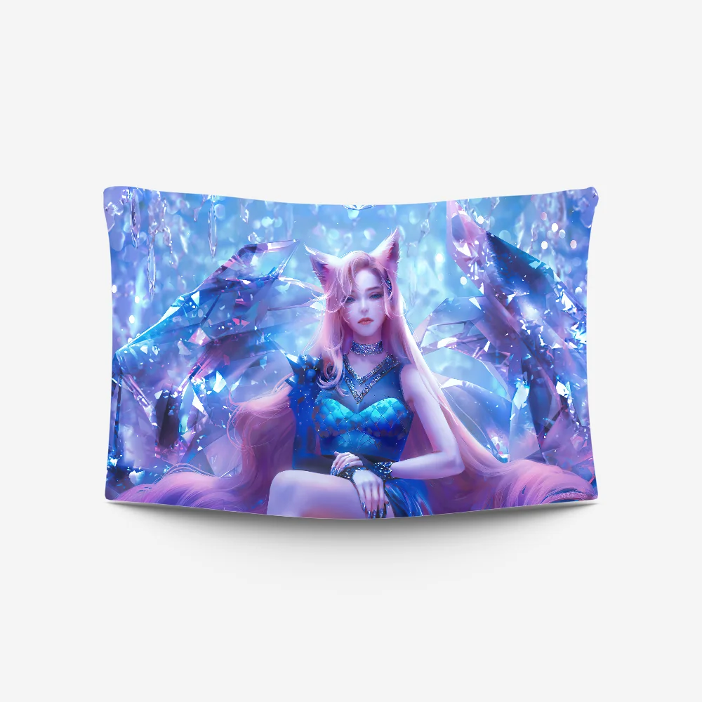 Game L-Lol Ahri Tapestry Decoration party Background Hanging Cloth Bedroom Tapestry Room Decor Aesthetic