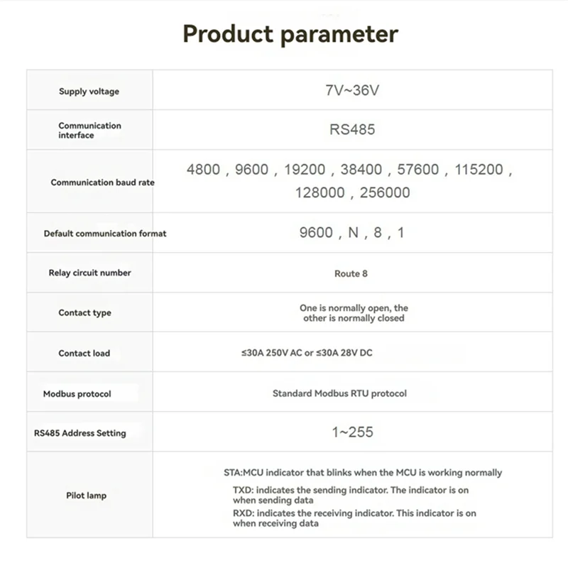 ABUO-8-Ch RS485 Ethernet Relay Module Modbus RTU Protocol Various Isolation 30A High Current Relay Module