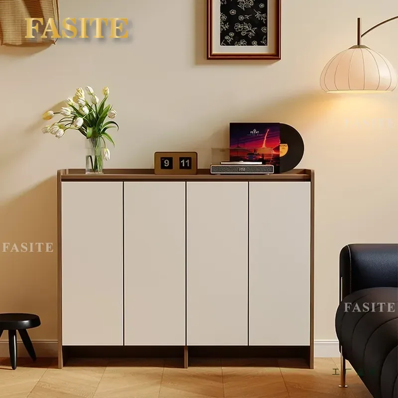 For Solid Wood Shoe Cabinet Large Capacity Entrance Storage Rack Household Wall Mounted Entryway Organizer Furniture